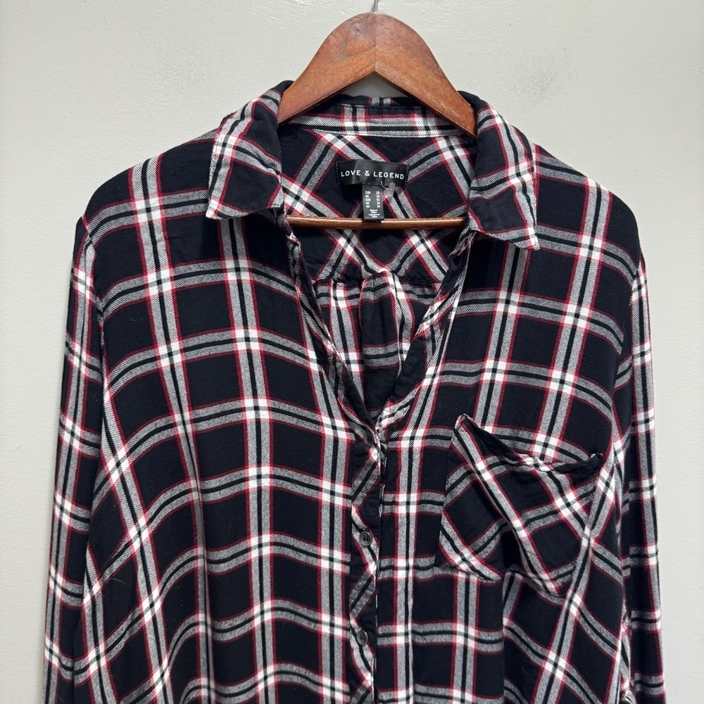 Addition Elle Love & Legend Black Plaid Button Down Shirt Size 20 - Picture 3 of 8